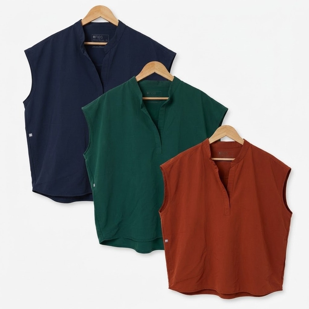 Bundle: FIGS Rafaela Sleeveless Scrub Tops Size XXL Navy Green Orange